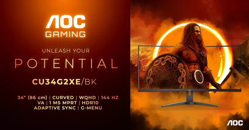 AOC Gaming CU34G2XE/BK - gebogener Gaming-Monitor mit 144Hz Bildwiederholfrequenz zum Preis von £299