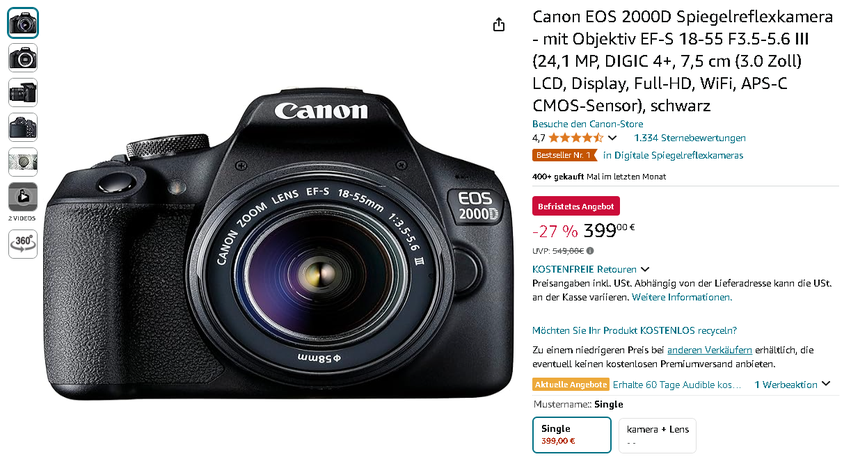 Canon EOS 2000D DSLR