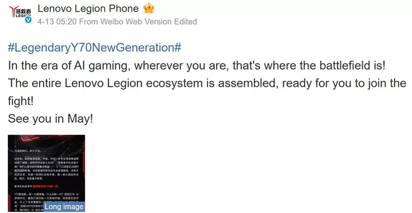 Teaser des neuen Lenovo Legion Gaming-Smartphones