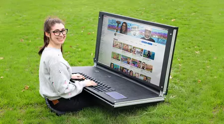 Blogger haben einen riesigen 43-Zoll-Laptop gebaut: TV als Bildschirm, 2,5 kg Tastatur und ein Gesamtgewicht von über 45 kg (Video)