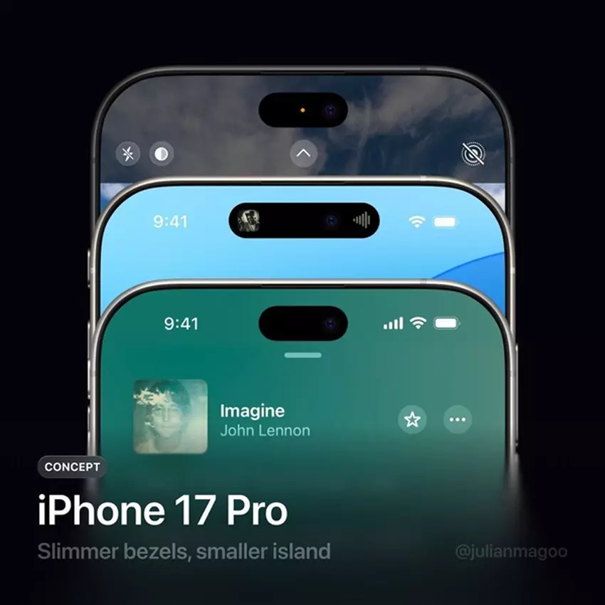 Ein Konzeptbild der neuen Dynamic Island im iPhone 17 Pro