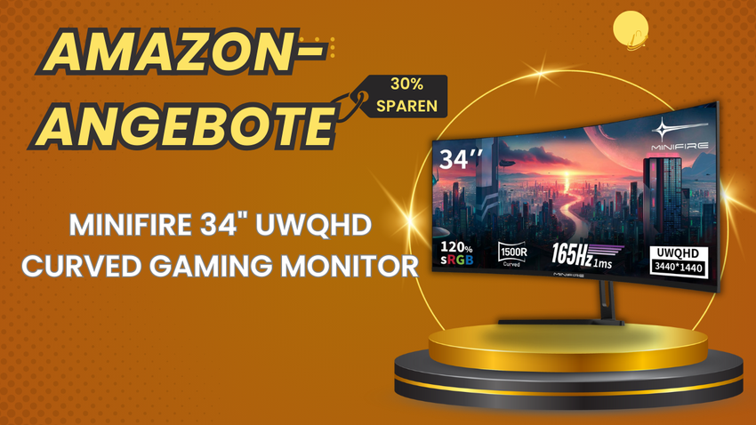 Minifire 34" UWQHD Curved Gaming Monitor mit 102€ Rabatt – Spielgenuss zu Sparpreis!
