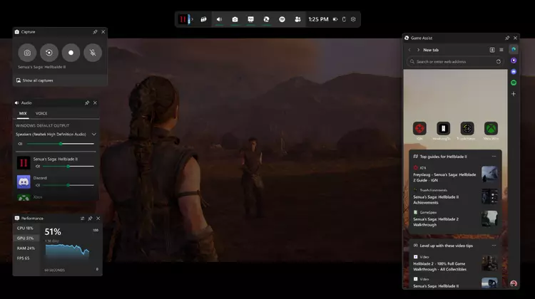 Microsoft Edge Game Assist, ein Spiele-Widget ...