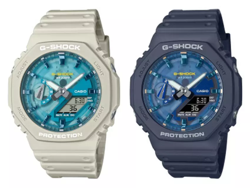 Casio G-Shock GA-2100AS-5A (links) und GA-2100AS-2A (rechts) Uhren