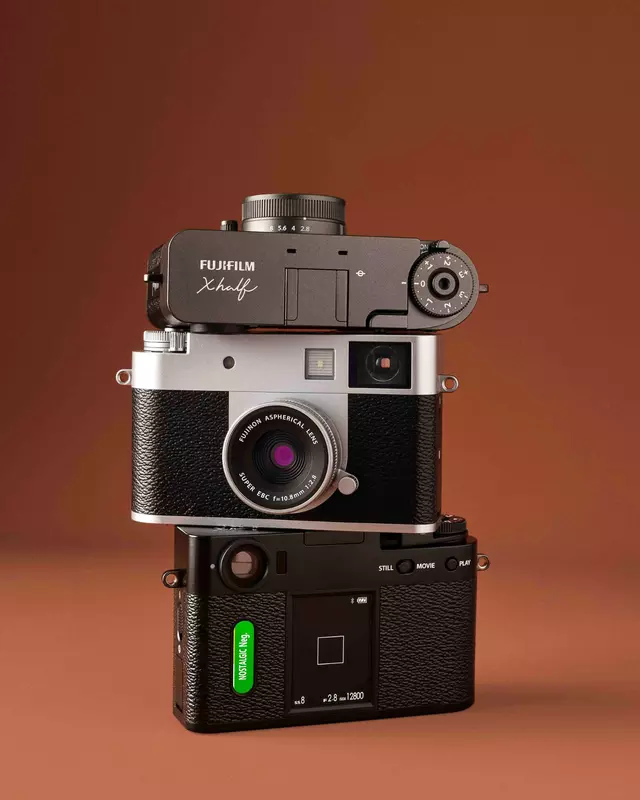 Drei Designoptionen für die X half Kamera. Illustration: Fujifilm