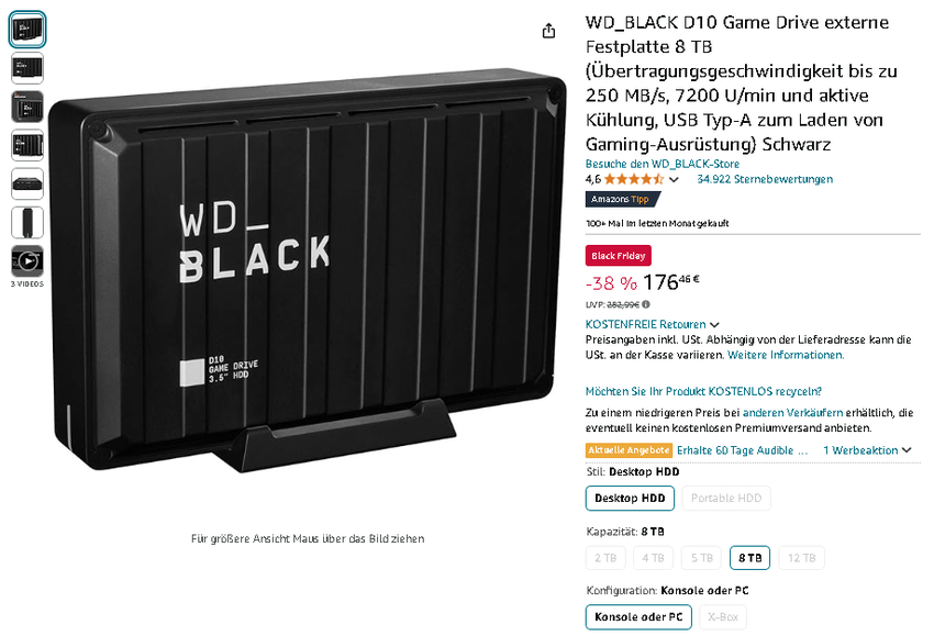 WD_BLACK D10 Game Drive Screenshot