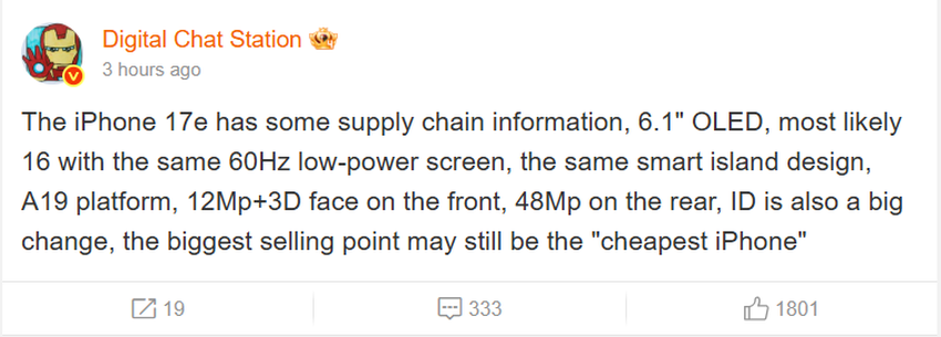 Illustration von Informationen zum iPhone 17e