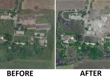 Satellitenbilder zeigen die Überreste des Munitionslagers ...