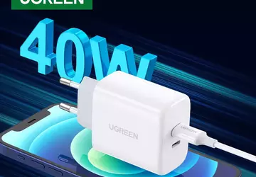 UGREEN-Ladegerät mit zwei USB-C-Anschlüssen und 40 ...