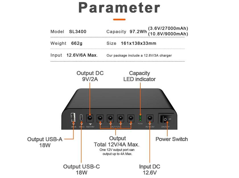 TalentCell SL3400 Mini-USV für Router