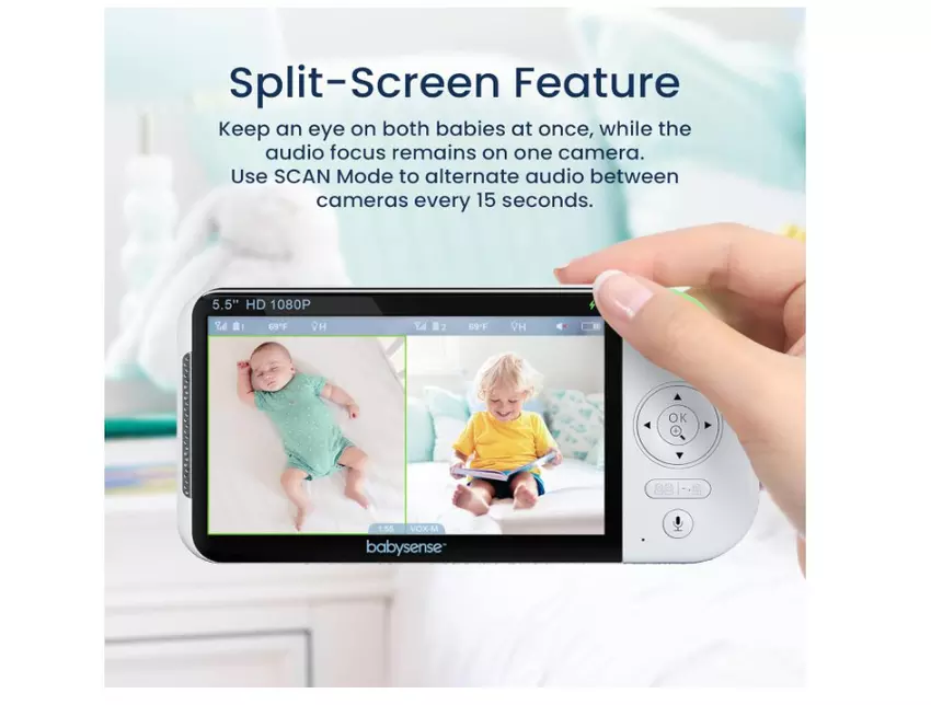 Babysense 5.5 1080p Split-Screen kabelloses Babyphone