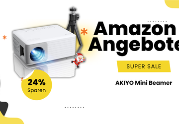 AKIYO Mini Beamer mit 360° Stativ ...