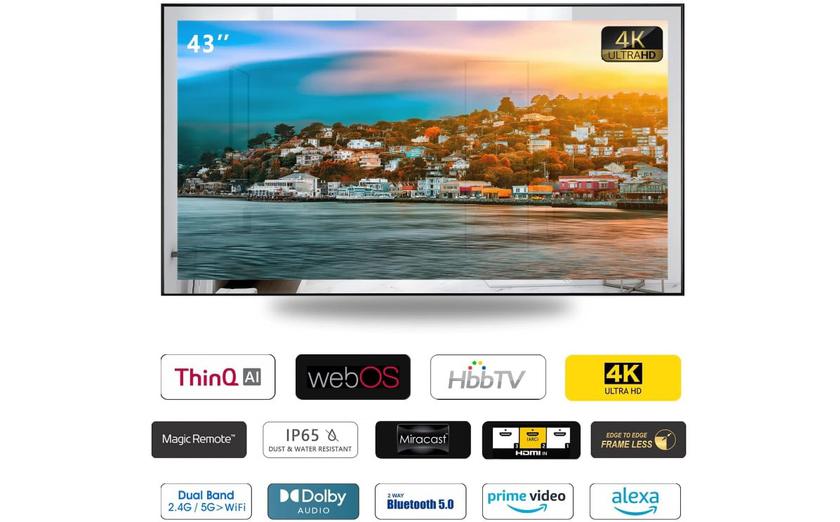 elecsung 43-Zoll 4K UHD LED Badspiegel mit Fernseher
