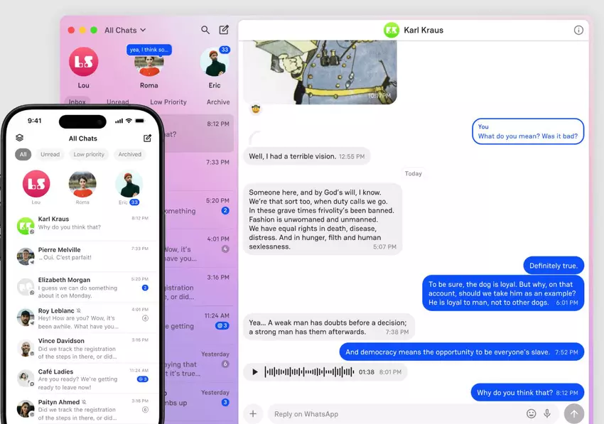 Screenshot des universellen Messengers Beeper