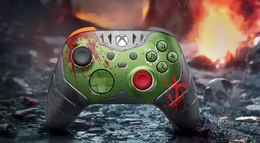Kabelloser Xbox-Controller im Stil von DOOM: The Dark Ages