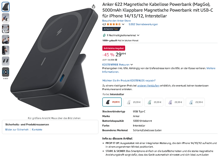 Screenshot der Anker 622 MagGo