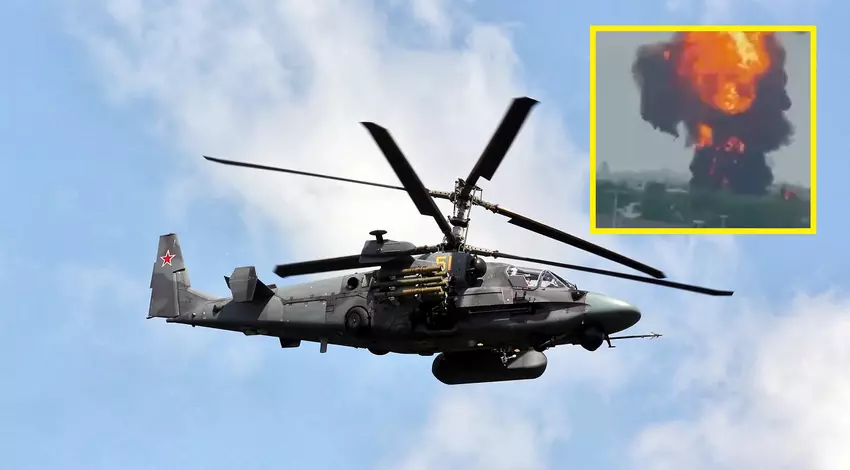 Ka-52-Hubschrauber wich einer Strela-10-Rakete aus und griff ein russisches Öldepot in Woronesch an