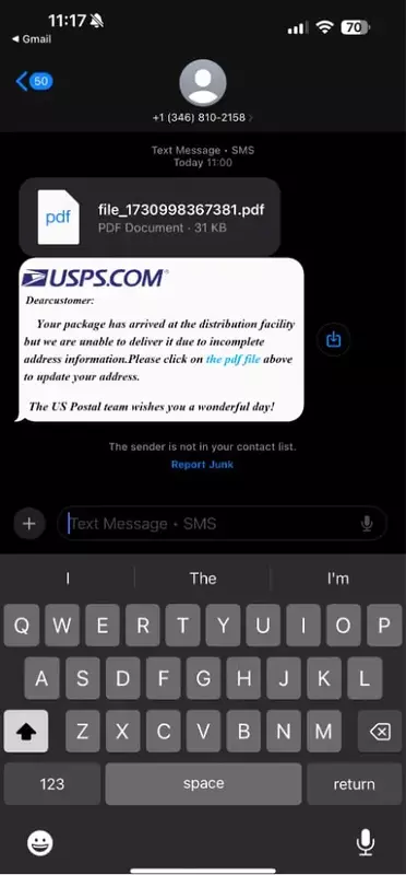 Ein Beispiel für einen Phishing-Angriff mit einer PDF-Datei.