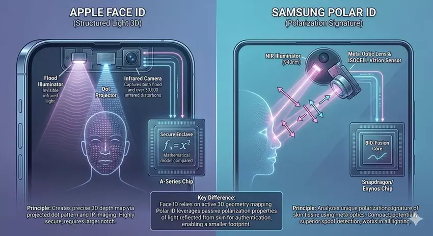 Schema der Polar ID Funktion im Samsung Galaxy S27 Ultra