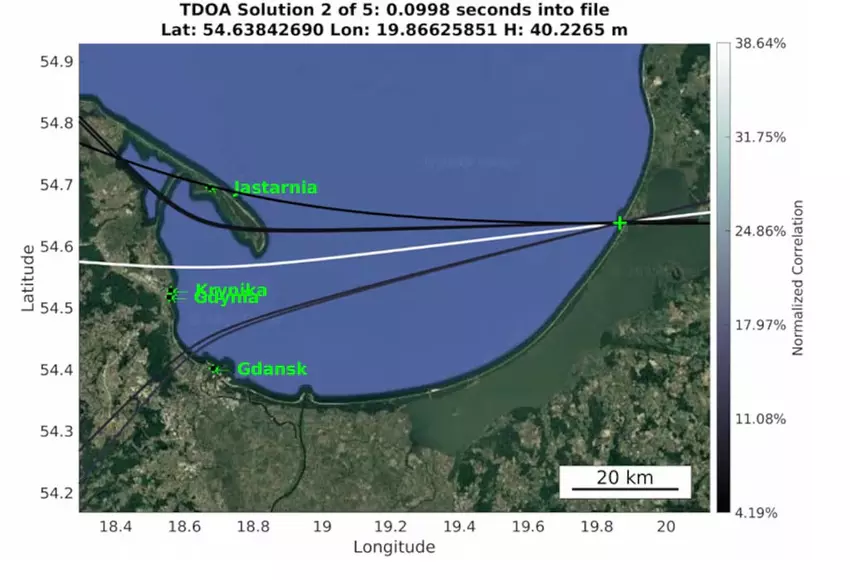 Ungefähre Trajektorie der russischen GNSS-Interferenz