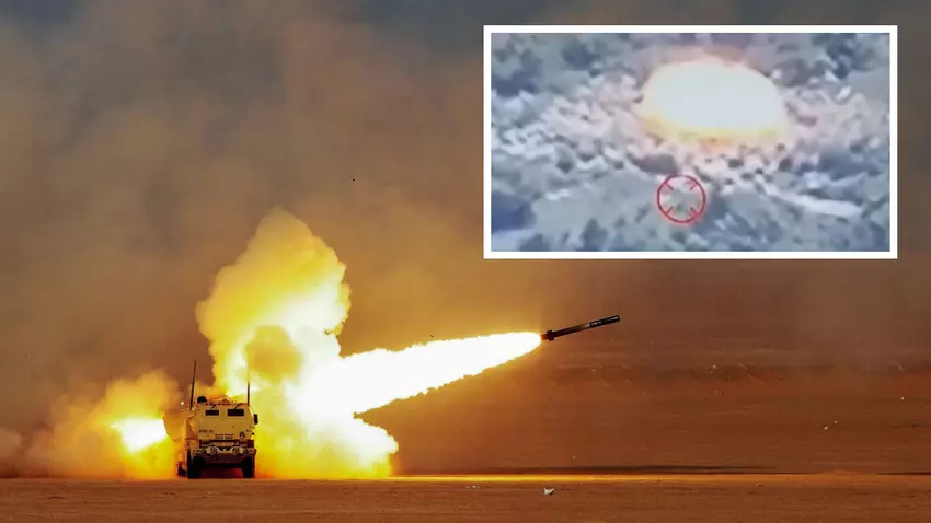HIMARS/MLRS zerstörte spektakulär den russischen Panzermörser 2S4 Tyulpan - Video der Ankunft des GMLRS, aufgenommen von der polnischen FlyEye-Drohne