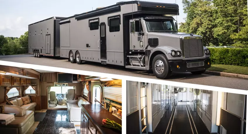 Ein 425.000 Dollar teures Wohnmobil mit Garage auf der Basis des Freightliner Coronado wurde in den USA entwickelt.
