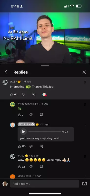 Beispiel für einen Sprachkommentar in YouTube