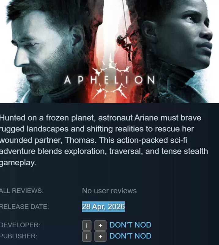 Oberfläche des neuen Spiels Aphelion