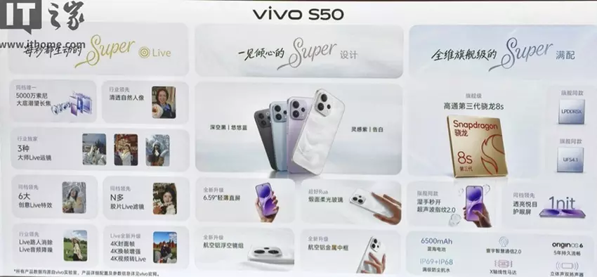 Vivo S50 Smartphone - Vorder- und Rückseite