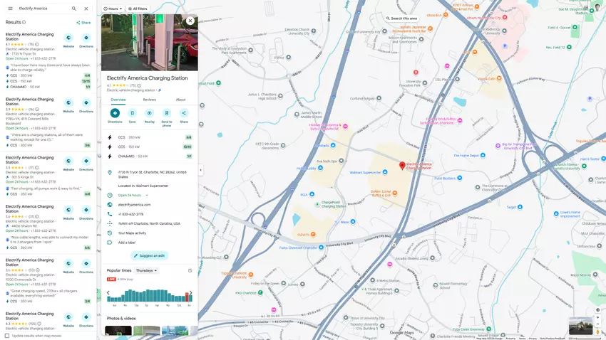 Electrify America in Google Maps Image