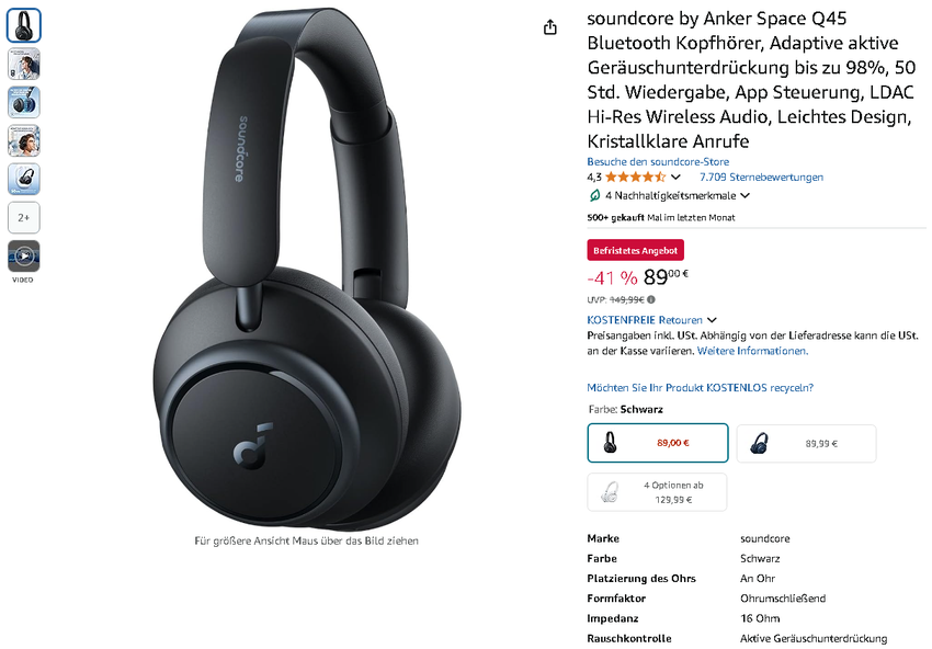 Soundcore Space Q45 Kopfhörer von Anker