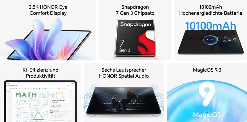 Honor Pad 10 in blauen und grauen Farben