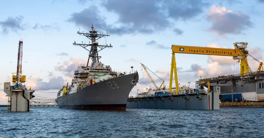 Ingalls Shipbuilding hat einen Arleigh Burke Flight III-Lenkwaffenzerstörer der Ted Stevens-Klasse für die US-Marine vom Stapel gelassen