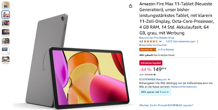 Screenshot der Fire Max 11