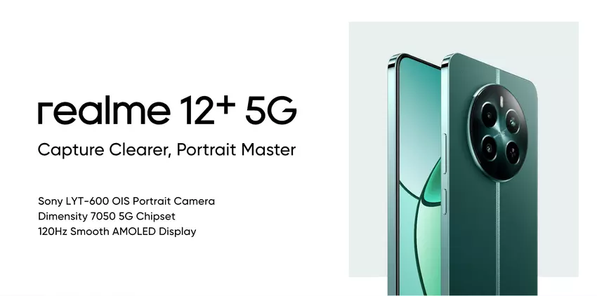 realme 12+: 120Hz AMOLED-Display, Dimensity 7050 Chip, 50 MP Kamera mit OIS und ein Preis von $267