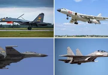 Dutzende chinesischer J-11- und Su-30-Kampfjets sowie ...