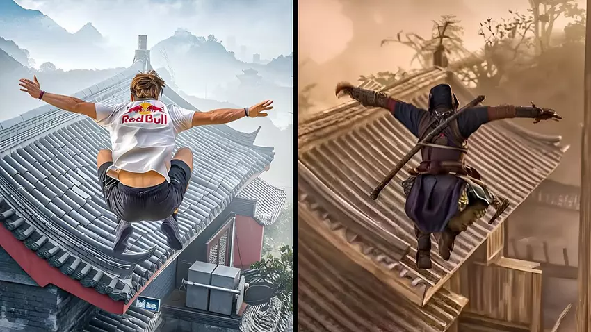 Denken Sie nicht daran, es noch einmal zu tun! Das Parkour-Team von Red Bull Gaming hat gefährliche Stunts aus Assassin's Creed: Shadows nachgespielt.