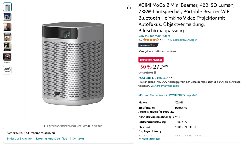 Screenshot der XGIMI MoGo 2