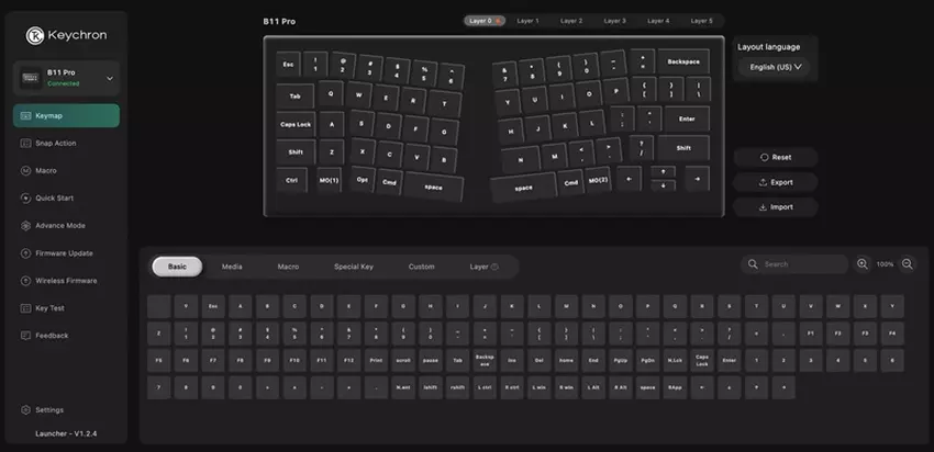 Keychron B11 Pro Tastaturlayout