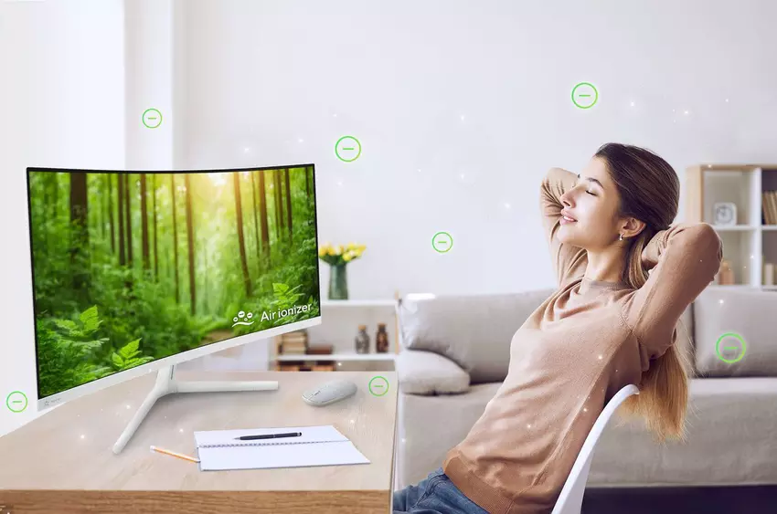 Die neuen Asus-Monitore VU249HFI-W, VU279HFI-W und VU34WCIP-W mit Luftreinigungsfunktion bekämpfen Allergene und Staub