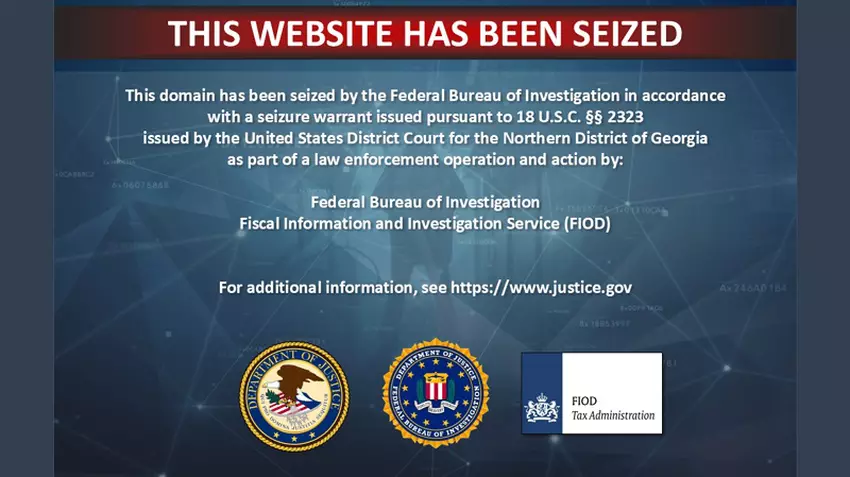 Banner über die Sperrung der nsw2u-Website durch das FBI