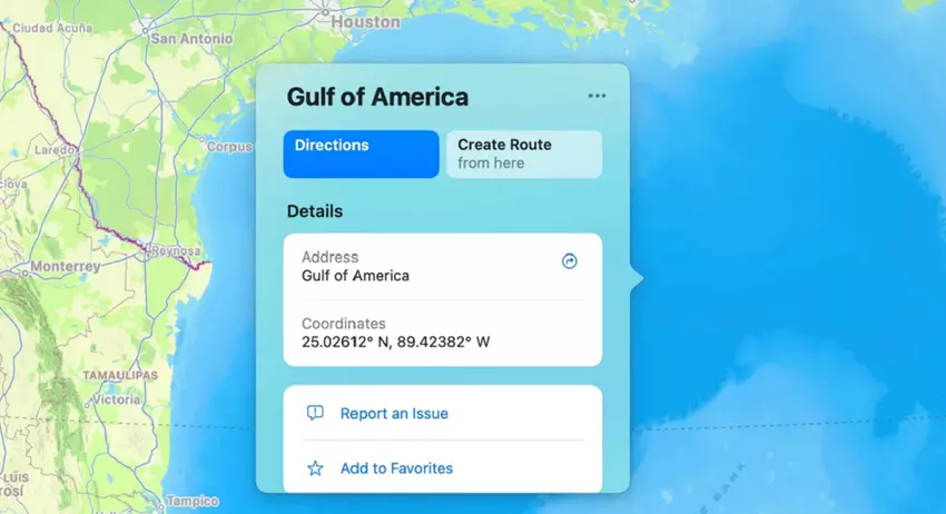 Apple Maps hat den Namen des Golfs von Mexiko ersetzt, nicht nur für US-Nutzer, sondern auf der ganzen Welt