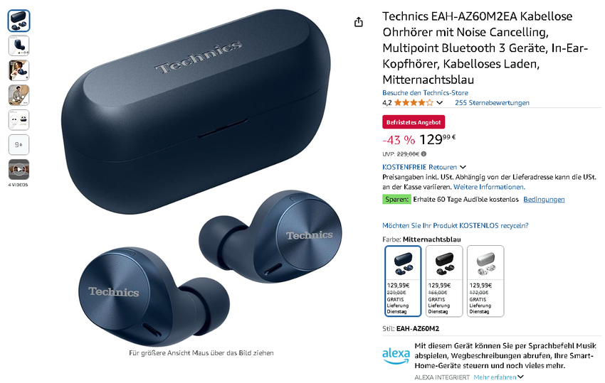 Screenshot der Technics EAH-AZ60M2EA