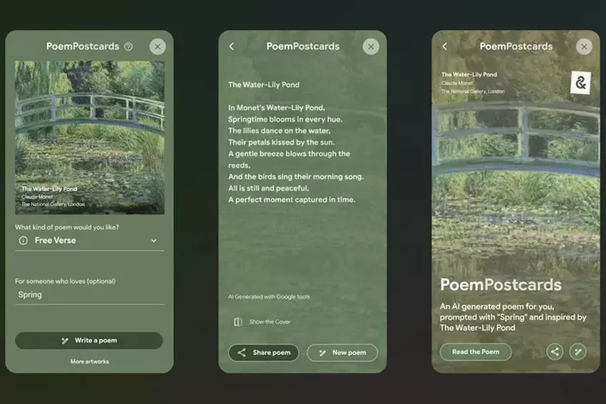 Google Arts & Culture hat gelernt, wie man Postkarten mit Gedichten erstellt, die von künstlicher Intelligenz generiert werden