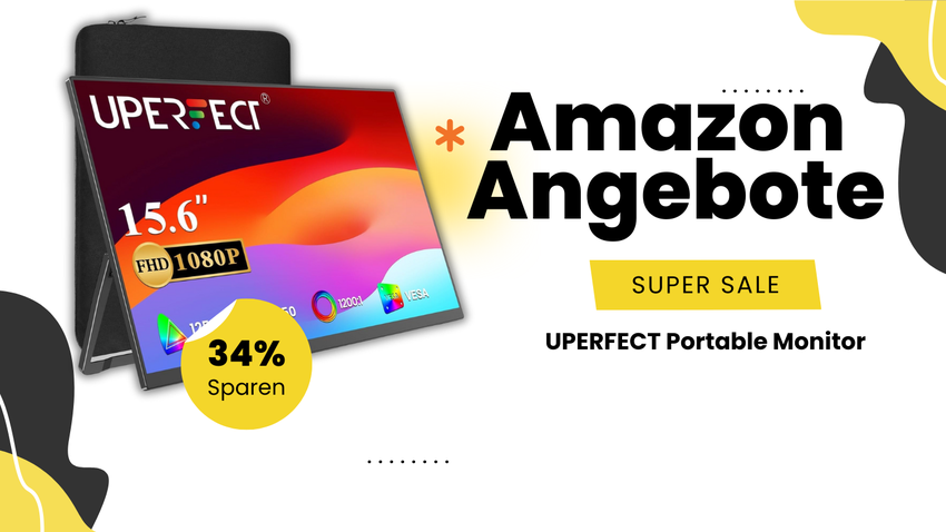 UPERFECT Portable Monitor 15,6" mit 34% Rabatt – Mobiler Zweitbildschirm für nur 66,49€!