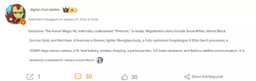 Honor Magic V6 Veröffentlichungsdatum
