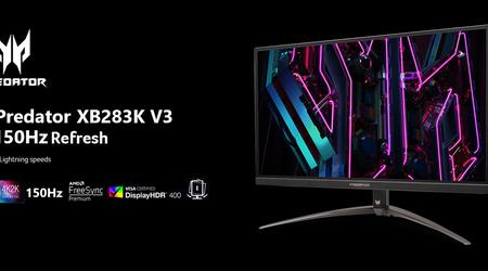 Acer Predator XB283K V3 - 4K-Gaming-Monitor mit 150Hz Bildwiederholrate und HDMI 2.1 zum Preis von $500