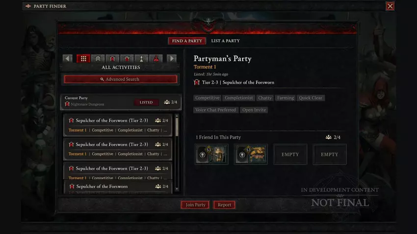 Diablo IV wird mit Saison 6 eine neue Funktion haben, mit der ihr Spieler finden könnt, die eurer Party-Finder-Gruppe beitreten