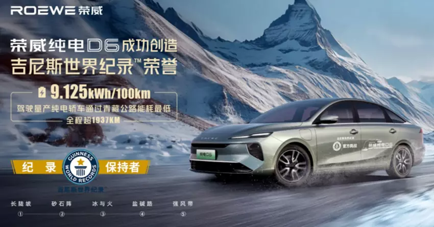 Roewe D6 Limousine stellt Rekord für niedrigsten Stromverbrauch auf einer Bergstraße in China auf