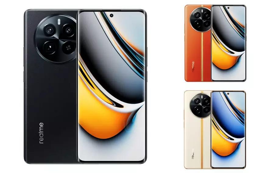 Gebogenes Display, Dreifach-Kamera und drei Farben: Das Realme 12 Pro ist auf hochwertigen Pressebildern zu sehen